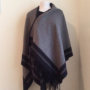 Soft,cozy cashmere blend cape charcoal gray & blk